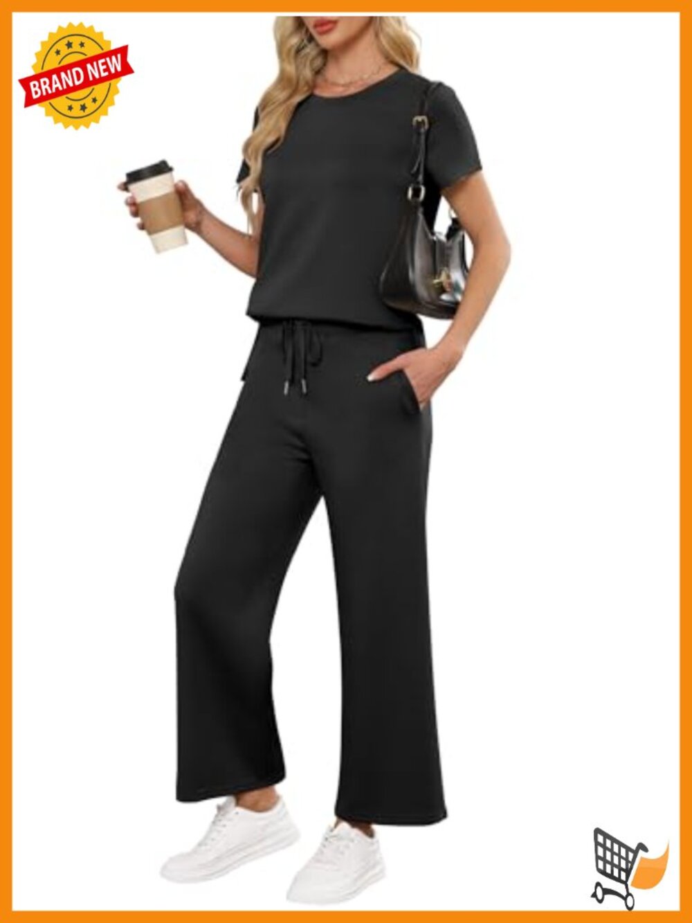 Women 2 Piece Lounge Set Summer Travel Sweat Outfit Short Sleeve Wide Leg